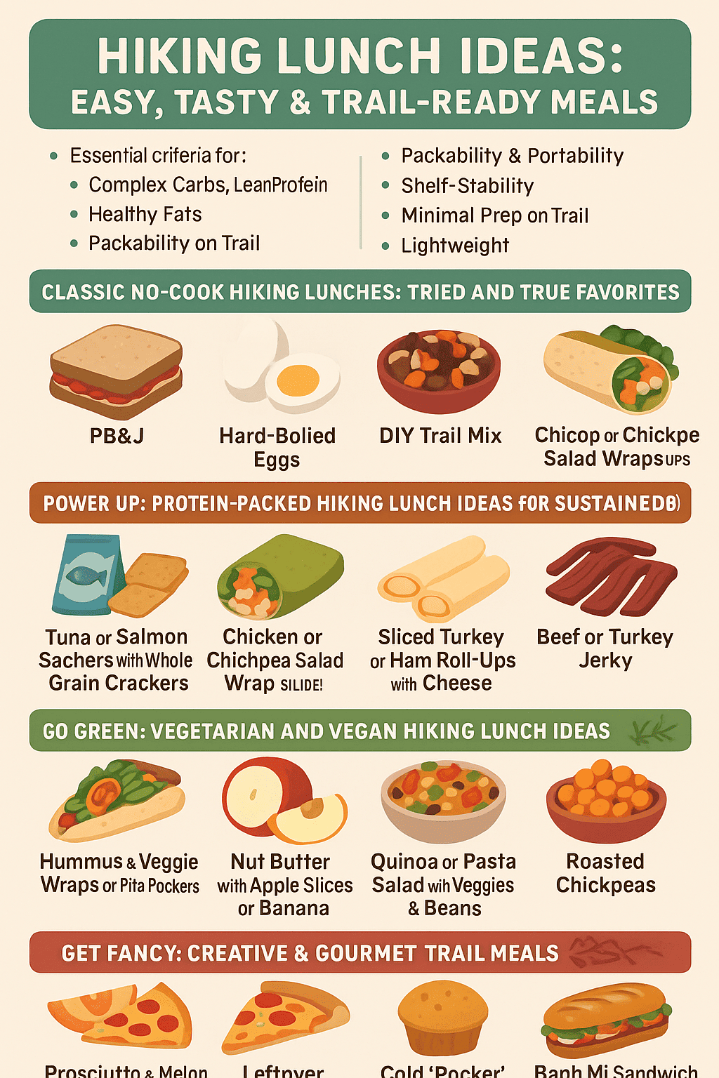 Hiking Lunch Ideas: Easy, Tasty & Trail-Ready Meals (Infographics)