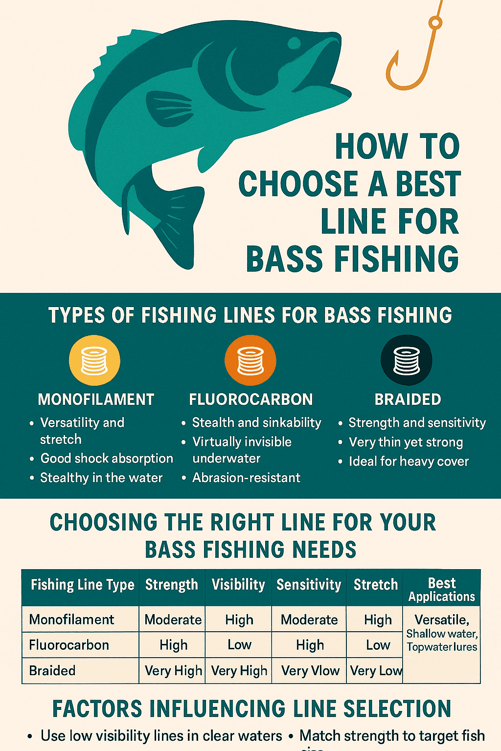 How to Choose A best line for bass fishing (Infographics)